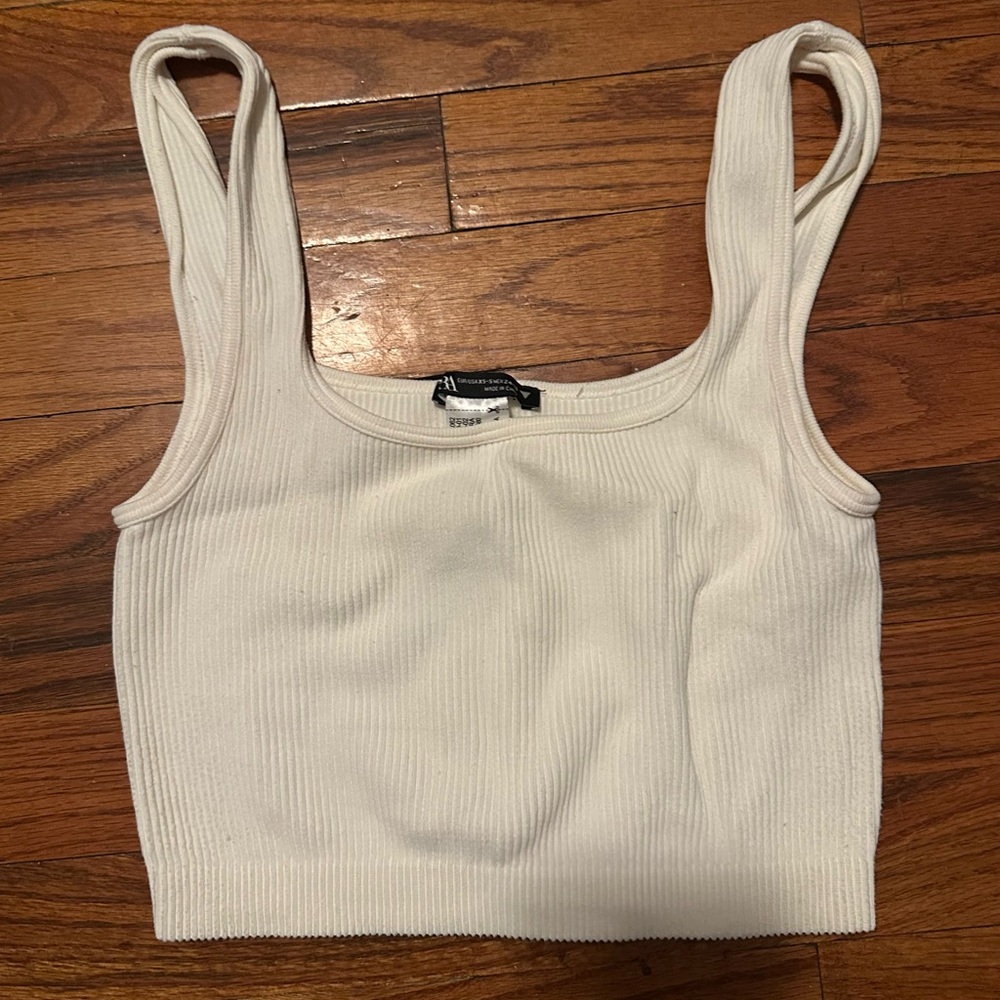 Zara Ivory Ribbed Crop Top